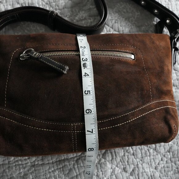 COACH Brown Suede East West Duffel Shoulder Bag F11514 - Picture 8 of 10